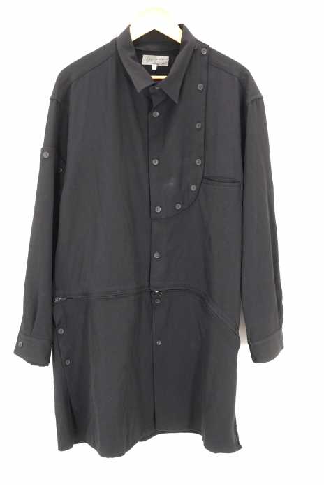Yohji Yamamoto POUR HOMME （ヨウジヤマモトプールオム） 再構築　ジップ切替ロングシャツ メンズ トップス