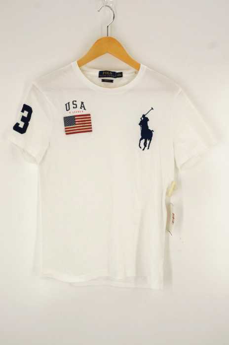 Polo by RALPH LAUREN （ポロバイラルフローレン） ビッグポニー刺繍米国旗ワッペンTシャツ レディース トップス