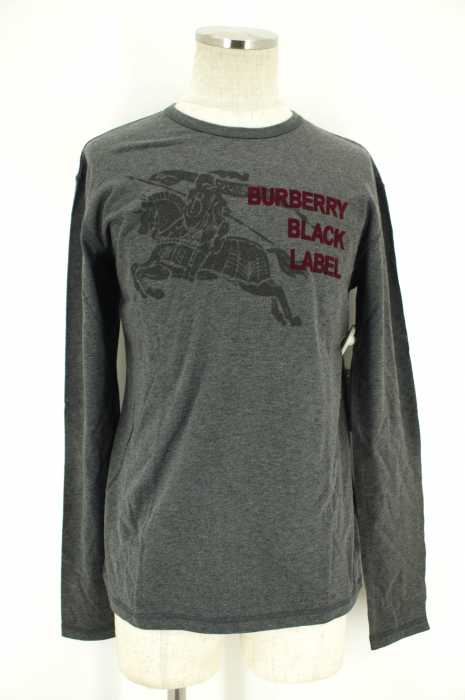 BURBERRY BLACK LABEL （バーバリーブラックレーベル） クルーネックプリントロングTシャツ メンズ トップス