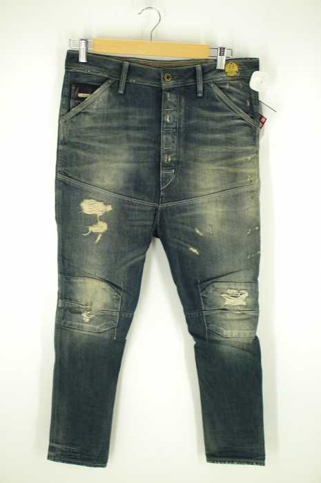 G-STAR RAW (ジースターロー) 「3301」クラッシュ加工デニムパンツ メンズ パンツ