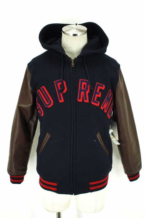 Supreme (シュプリーム) レザー切替ウールメルトンスタジャン メンズ アウター