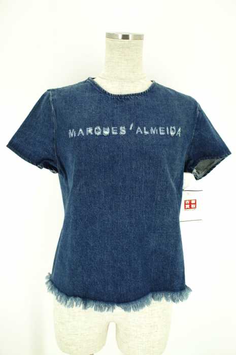 MARQUES ALMEIDA×TOP SHOP(マルケスアルメイダ トップショップ) カットオフロゴデニムカットソー レディース トップス