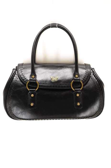 ANNA SUI ハンドバッグ レザー 蝶ロゴ ヴィンテージ ブラック