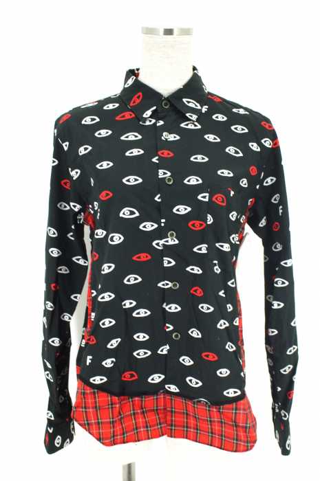 BLACK COMME des GARCONS （ブラックコムデギャルソン） AD2015 裾切替総柄シャツ レディース トップス
