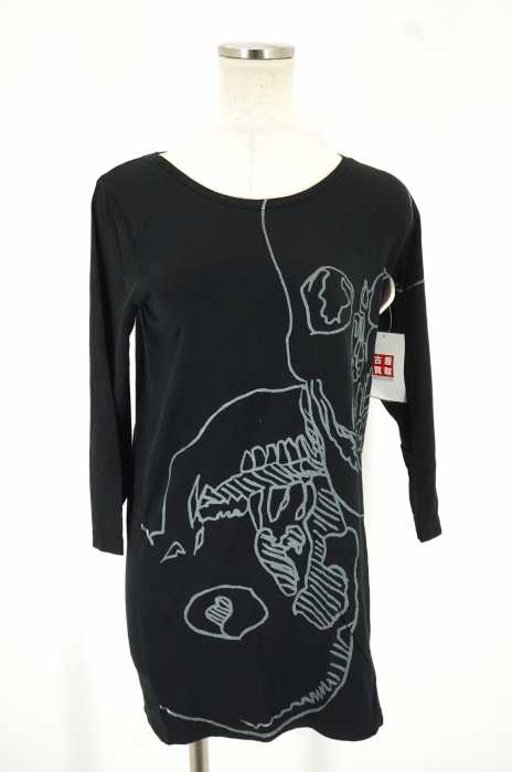HYSTERIC GLAMOUR×Andy Warhol （ヒステリックグラマー） スカルプリントロング丈Tシャツ レディース トップス