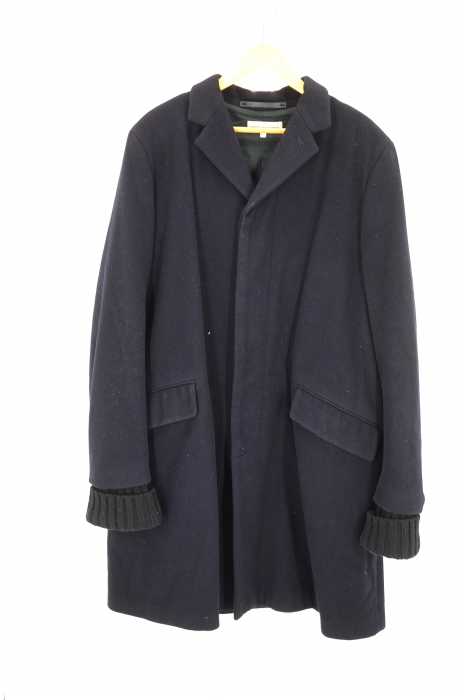 DRIES VAN NOTEN(ドリスヴァンノッテン) 袖先リブ比翼メルトンチェスターコート メンズ アウター