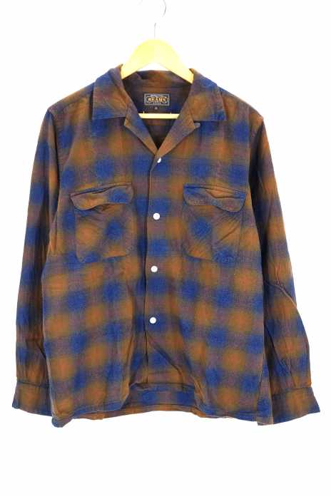 BEAMS (ビームス) オンブレチェックオープンカラーネルシャツ メンズ トップス