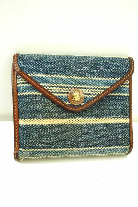 RRL RALPH LAUREN (ダブルアールエル ラルフローレン) インディゴ×レザー 小銭入れ付き二つ折り財布 メンズ ファッション雑貨