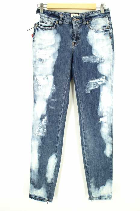 FAUSTO PUGLISI (ファウストパグリッシ) ケミカルウォッシュ&クラッシュデニムパンツ レディース パンツ