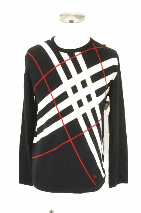 BURBERRY BLACK LABEL (バーバリーブラックレーベル) チェックウールニットセーター メンズ トップス