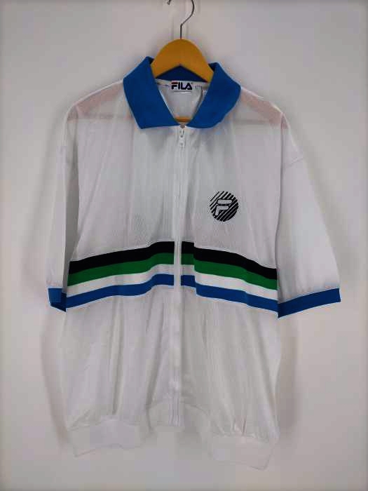 FILA（フィラ） ロゴプリントメッシュジップポロシャツ メンズ トップス
