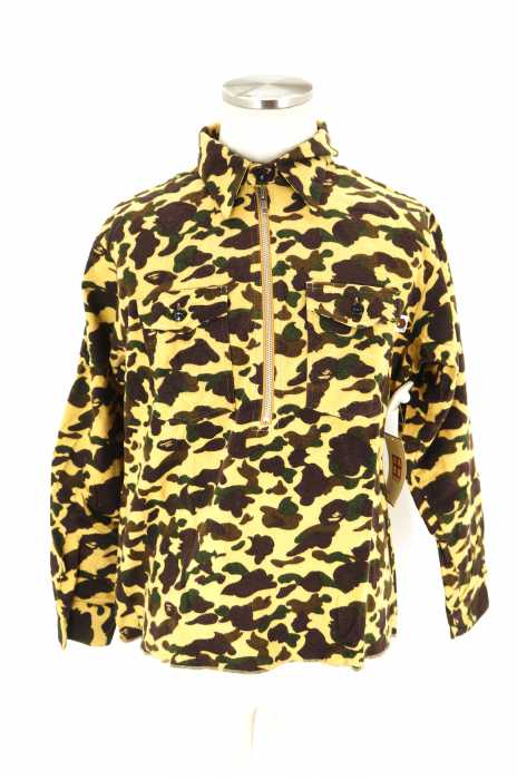 A BATHING APE （アベイシングエイプ） カモ柄ハーフジップ長袖シャツ 