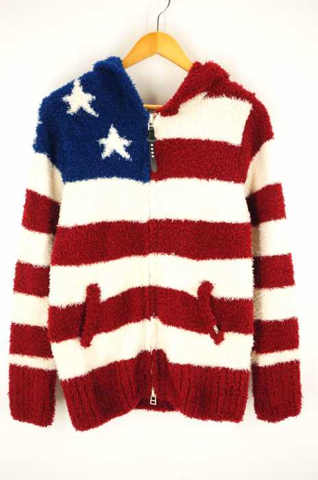 T.M.T(ティーエムティー) 17AW SHAGGY BOA US FLAG KNIT 星条旗柄ボアパーカー メンズ トップス