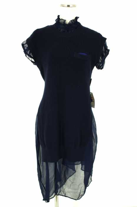 Sacai (サカイ) Chiffon Highneck Knit Dress ワンピース レディース ワンピース