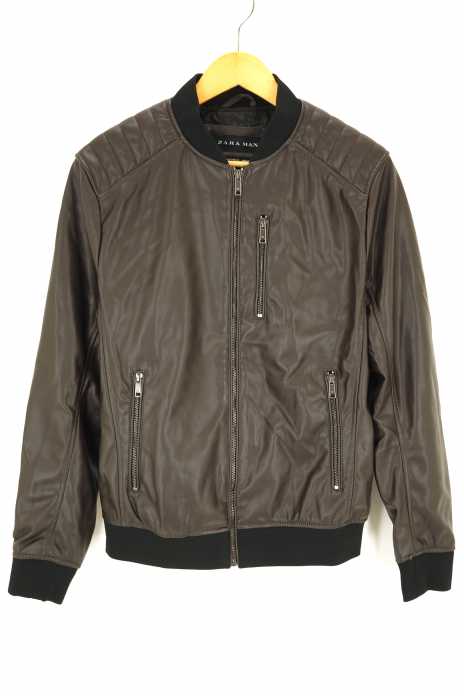 ZARA MAN(ザラマン) レザーブルゾン ポリウレタンコーティング バイカー メンズ アウター