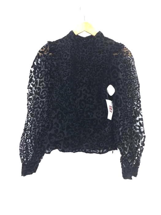 ZARA（ザラ） シースルーブラウス レオパードフロッキープリント レディース トップス
