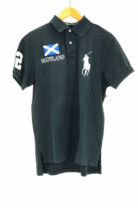 Polo by RALPH LAUREN （ポロバイラルフローレン） ビッグポニー+ナンバリング+国旗刺繍鹿の子ポロシャツ メンズ トップス