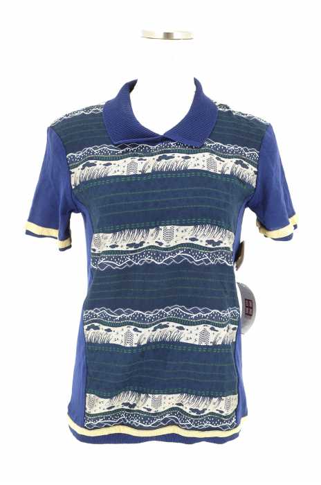 NAVY.WO (ネイビーウォ) ジャガード織切替ポロシャツ レディース トップス
