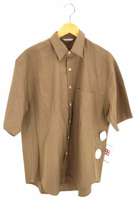 AURALEE （オーラリー） WASHED FINX TWILL HALF SLEEVED BIG SHIRTS   ツイル半袖シャツ メンズ トップス