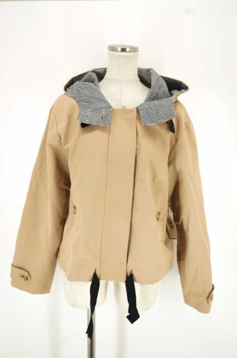ZARA TRF (ザラティーアールエフ) 裏地チェック裾ドローコードデザインジャケット レディース アウター