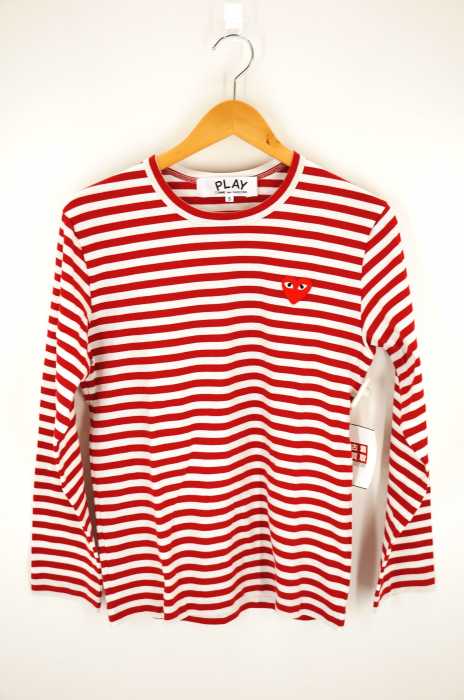 PLAY COMME des GARCONS (プレイコムデギャルソン) AD2018 /4 ハートワッペン ボーダーカットソー 長袖Tシャツ メンズ トップス