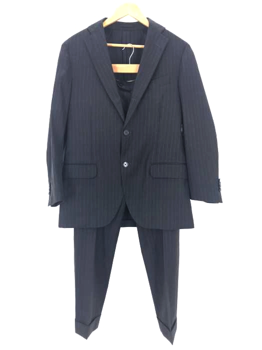 LARDINI(ラルディー二) チョークストライプ ウール サイドベンツ 段返り3Bシングルスーツ メンズ セットアップ