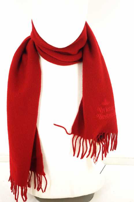 Vivienne Westwood Accessories（ヴィヴィアンウエストウッド アクセサリー） オーブロゴ刺繍フリンジウールマフラー レディース ファッション雑貨