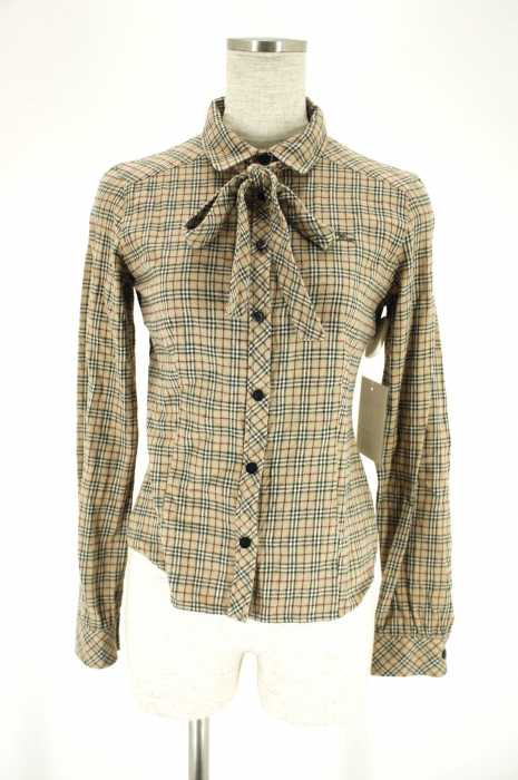 BURBERRY BLUE LABEL (バーバリーブルーレーベル) リボン付チェックシャツ レディース トップス