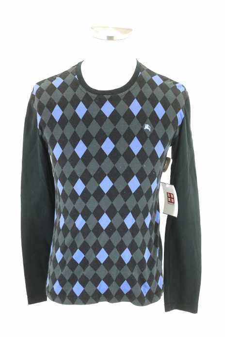 BURBERRY BLACK LABEL (バーバリーブラックレーベル) アーガイル柄 クルーネック カットソー メンズ トップス