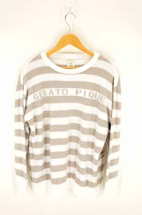 gelato pique(ジェラートピケ) もこもこ ロゴボーダープルオーバー レディース トップス