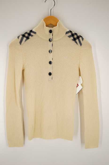 BURBERRY BLUE LABEL（バーバリーブルーレーベル） ショルダーチェック切替フロントボタンハイネックニット レディース トップス