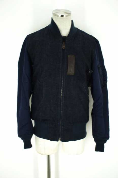 ALPHA INDUSTRIES × LEE (アルファインダストリーズ × リー) MA-1 切替デニムフライトジャケット メンズ アウター