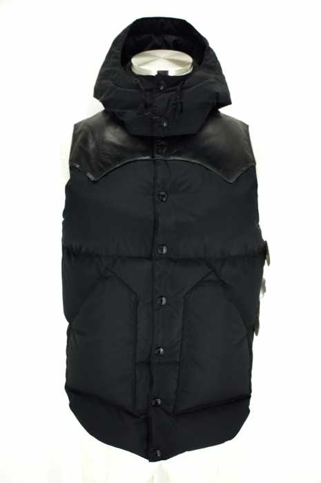 ROCKY MOUNTAIN×HYSTERIC GLAMOUR レザー切り替えフード付ダウンベスト メンズ アウター