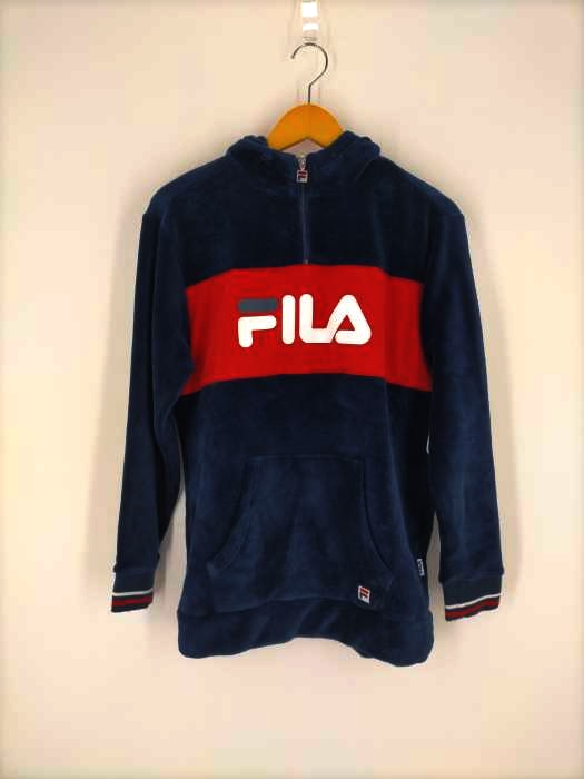 FILA（フィラ） ロゴワッペン フリースハーフジップパーカ レディース トップス