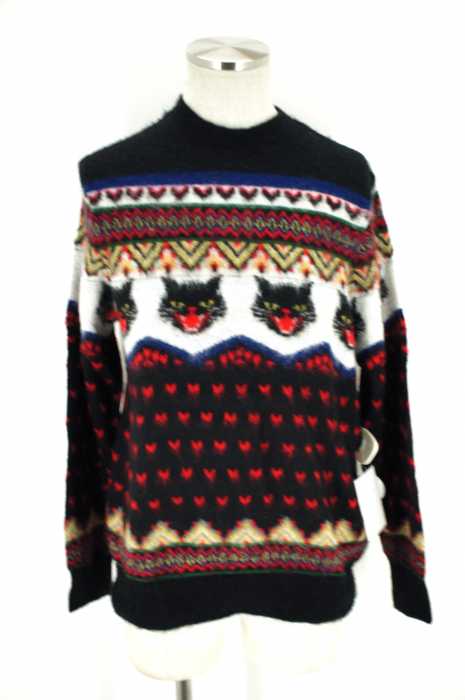 HYSTERIC GLAMOUR （ヒステリックグラマー） 16AW BLACK CATジャカード プルオーバー メンズ トップス