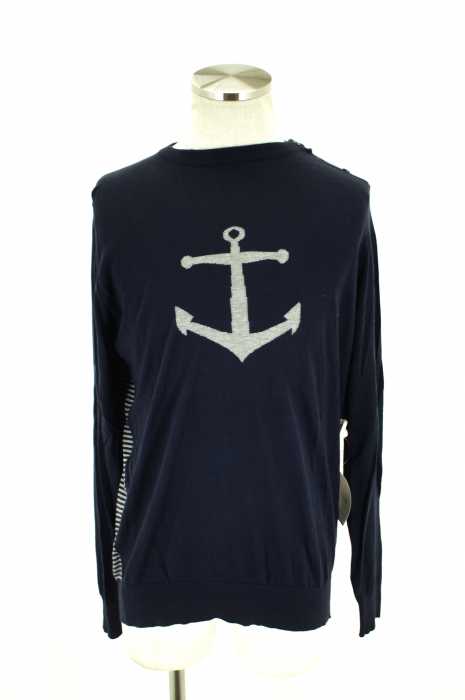 JOHN SMEDLEY （ジョンスメドレー） ネックボタンボーダー切替デザインニット セーター メンズ トップス
