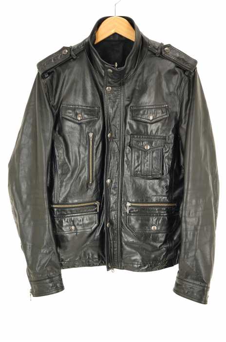 MICHEL KLEIN HOMME（ミッシェルクランオム） カウレザーミリタリージャケット メンズ アウター