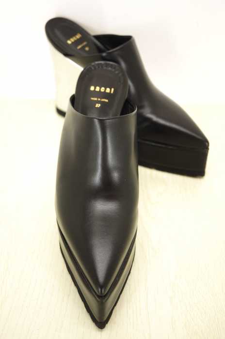 Sacai（サカイ） Black High Clog Heels in 厚底ミュールサンダル レディース シューズ