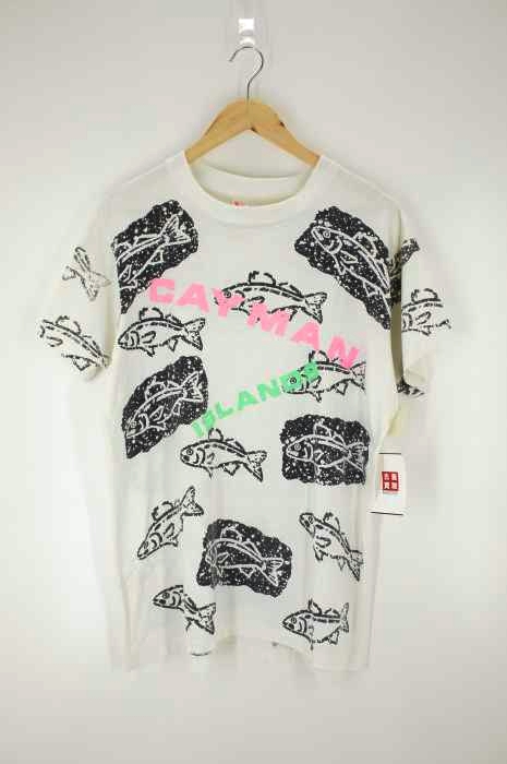 USED古着(ユーズドフルギ) 90S USA製 Cayman Islands 魚プリントTシャツ メンズ トップス
