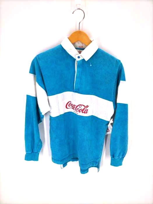 coca cola(コカコーラ) ムラ染め ロゴパッチ ロングスリーブポロシャツ レディース トップス