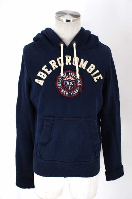 Abercrombie & Fitch （アバクロンビーアンドフィッチ） クラッシュ加工刺繍パーカー メンズ トップス