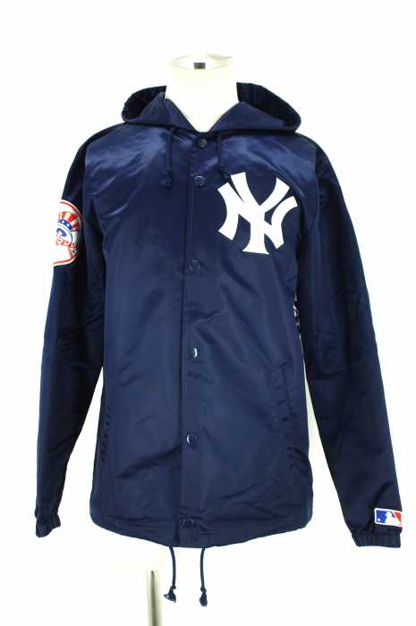 SUPREME × New York Yankees × 47 Brand(シュプリーム ニューヨークヤンキース フォーティーセブン) 15SS Satin Hooded Coaches Jacket コーチジャケッ メンズ アウター