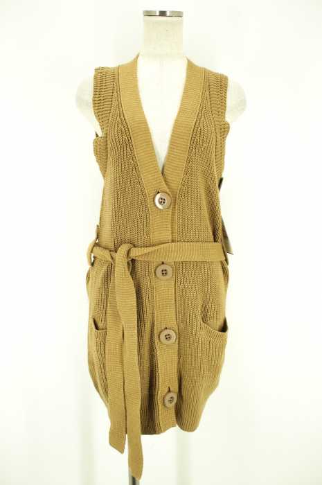 Chloe （クロエ） ベルト付きビッグボタンロングニットベスト レディース トップス