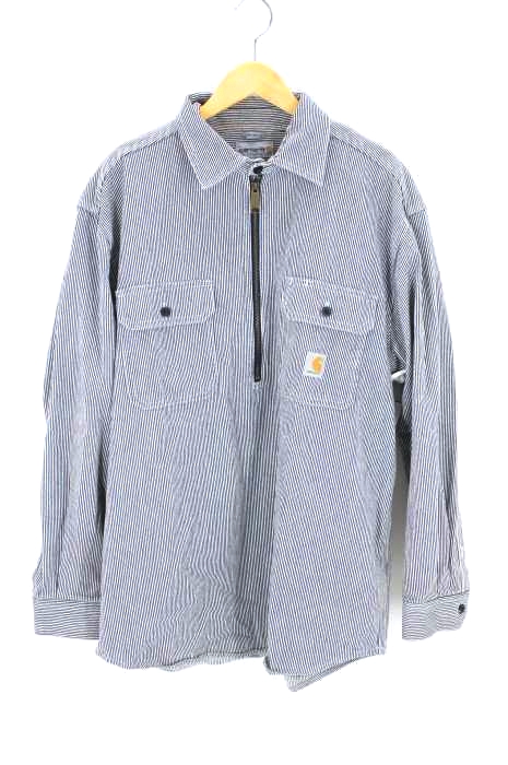 Carhartt（カーハート） ヒッコリーストライプ ハーフジップ 長袖 ワークシャツ メンズ トップス