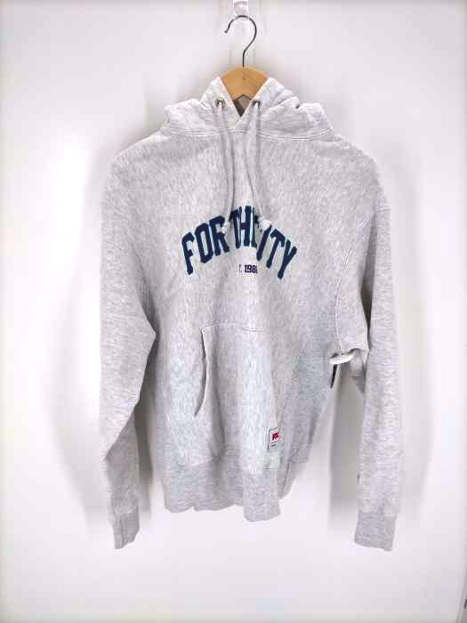 FTC（エフティーシー） FORTHECITY 青単色タグ復刻 REVERSE WEAVE アーチプリントプルオーバーパーカ メンズ トップス