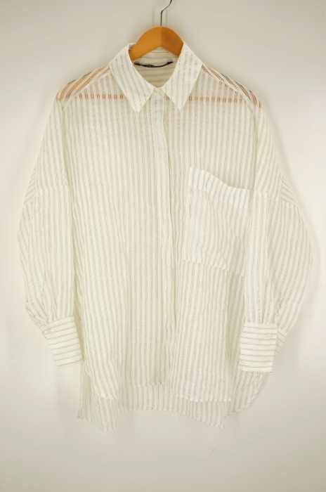 ZARA BASIC (ザラベーシック) ストライプシースルーシャツ レディース トップス