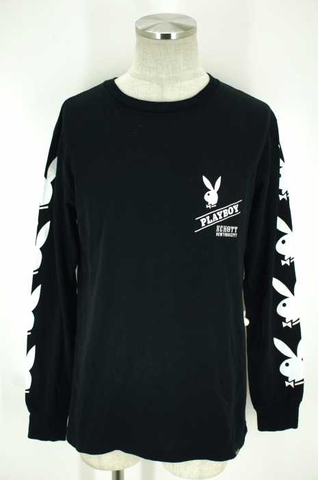 Schott×PLAYBOY （ショット×プレイボーイ） プリントロングスリーブカットソー メンズ トップス
