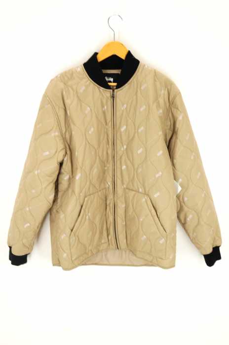STUSSY (ステューシー) ロゴプリントキルティングナイロンジャケット メンズ アウター