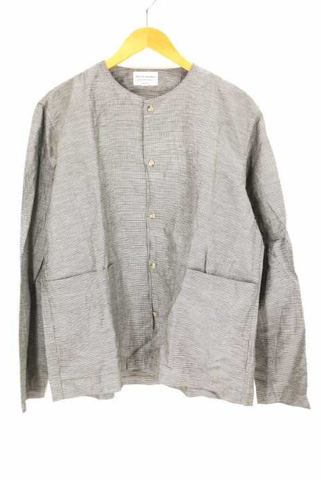 MANUAL ALPHABET (マニュアルアルファベット) LINEN WASHER SHT CARDIGAN ノーカラーシャツジャケット メンズ アウター