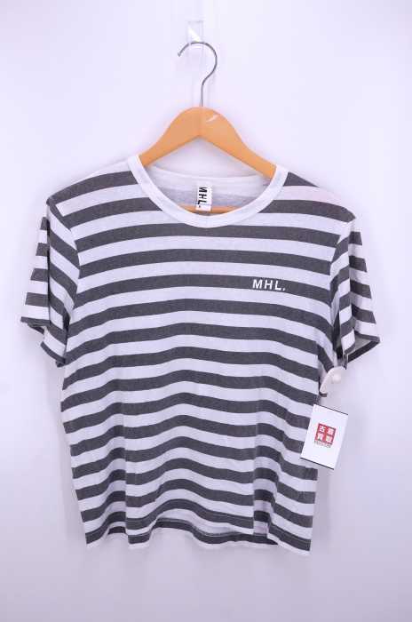 MHL. （エムエイチエル） 胸ロゴプリント ボーダー柄クルーネックポケTee メンズ トップス